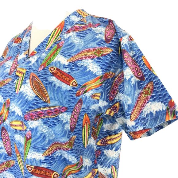 Med Gear Scrub Top V Neck Surf Boards Motif Short Sleeves Blue Size Small - Picture 3 of 8